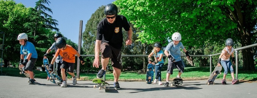 Skaters at the Bishopdale Skate Jam held back in December 2018