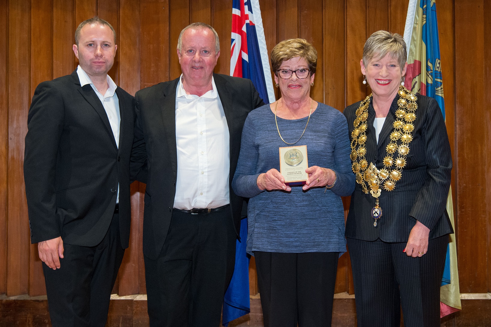 representatives of the friends of the Akaroa museum receiving their award