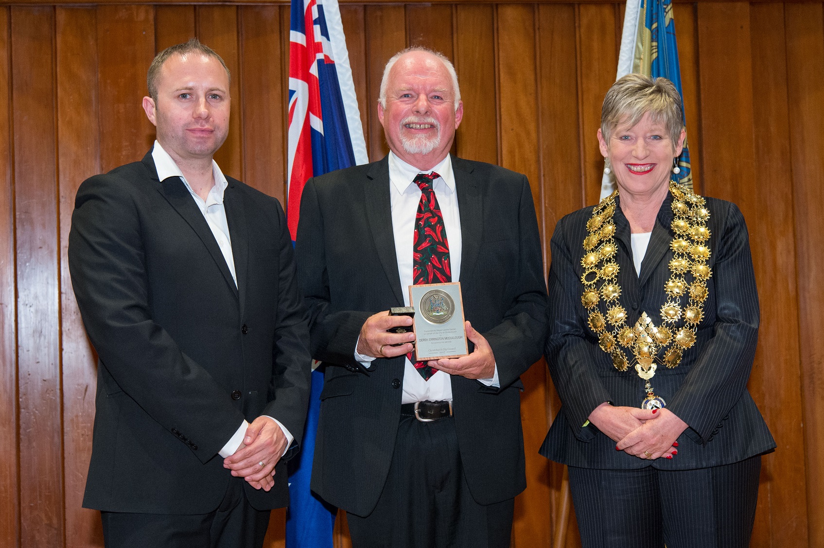 Derek McCullough receiving his award