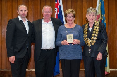 representatives of the friends of the Akaroa museum receiving their award