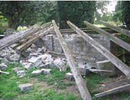 Ballantyne Memorial Rose Garden pergola after the earthquake