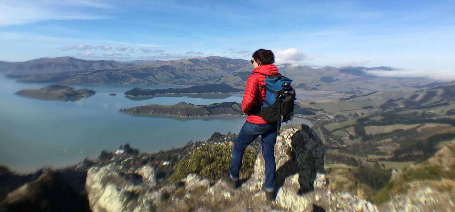 person on top of hill