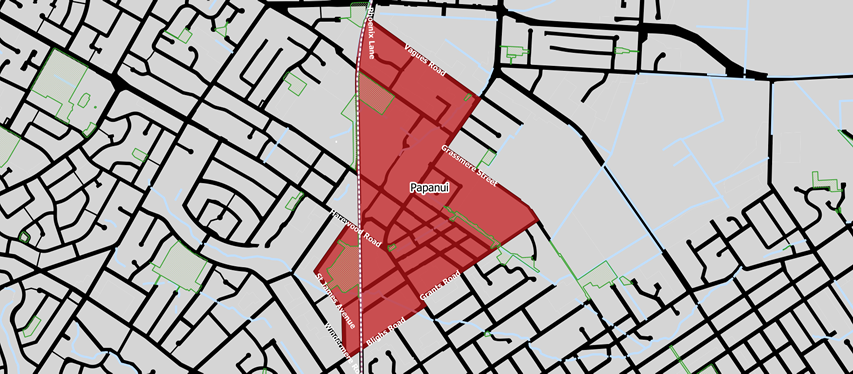 Papanui alcohol ban area map