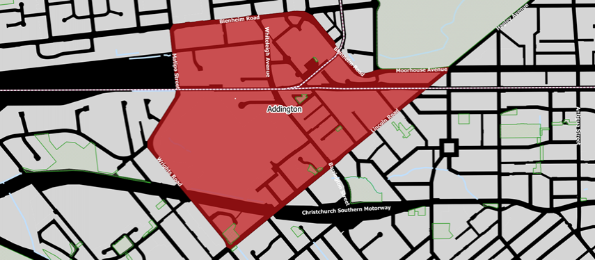 Addington alcohol ban area map