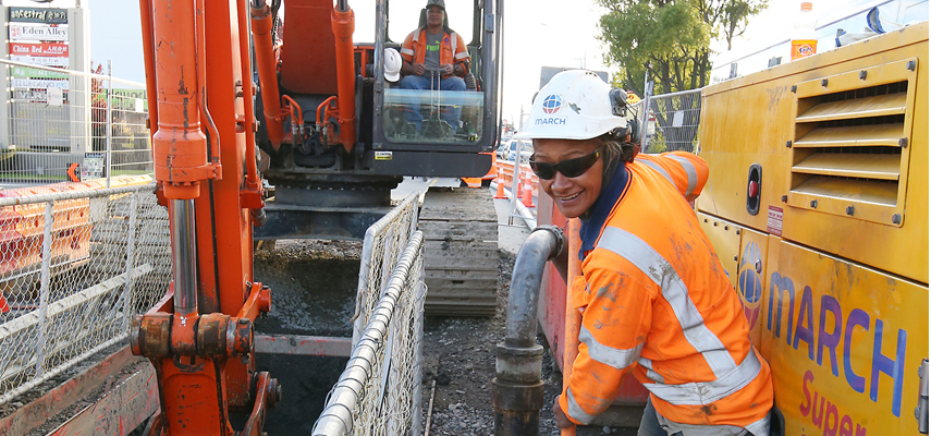 Wastewater contractor making repairs