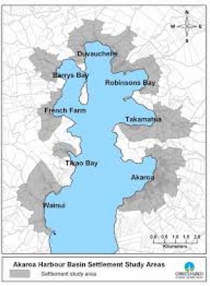 Akaroa Harbour Basin map. 