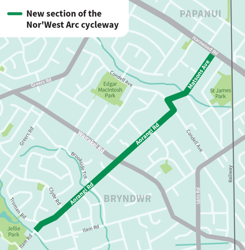 Nor West Arc new section on Aorangi Road and Matsons Avenue